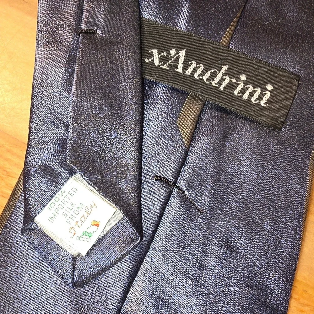xAndrini Mens Silk Tie Sneakers Jeans Moon Graphic Print Blue Gold Handmade USA